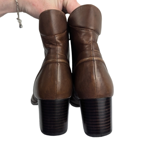 Anthropologie Everybody by BZ Moda Brown Leather Ankle Booties S - Picture 4 of 8